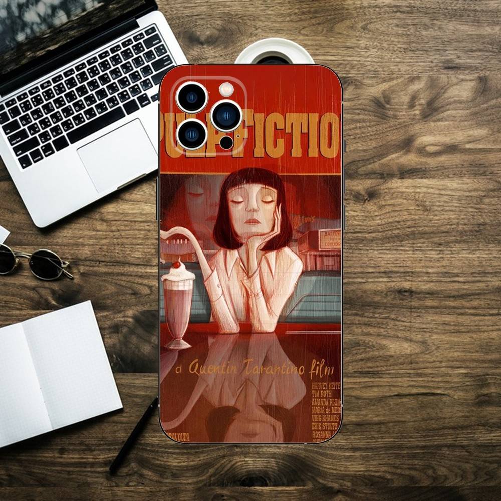 Чехол для телефона с постером фильма «Криминальное чтиво» для iPhone 16,15,14,13,12,11,XS,XR,X,8,7,Pro,Max,Plus,mini Силиконовый Черный Чехол