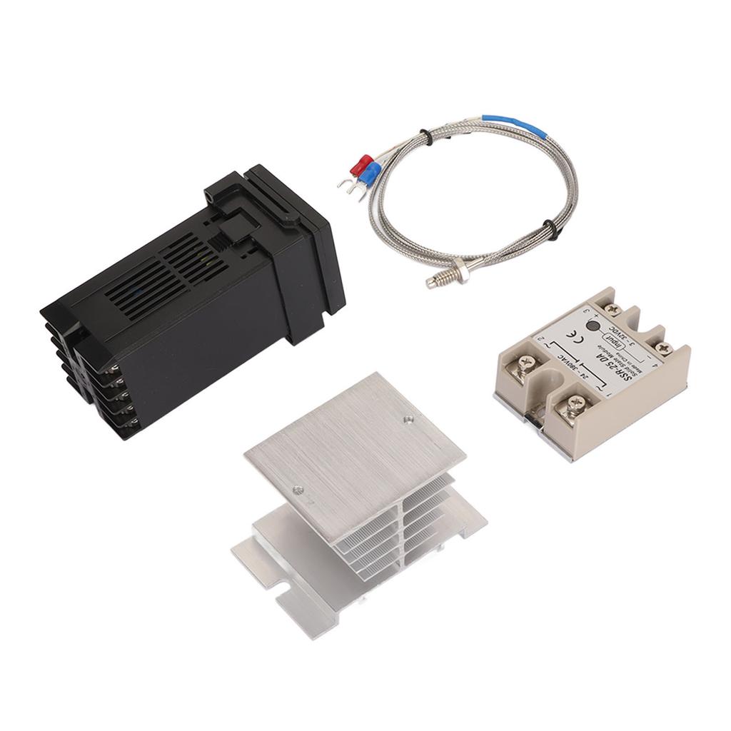 Digital PID Thermostat Set Thermocouple Heat Sink Relay Temperature Controller Set with Bracket for Farm Chicken House