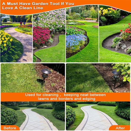 Скребок для обрезки полумесяца в форме полумесяца, Т-образная ручка, острый зубчатый ручной триммер из нержавеющей стали с ручкой, газонокосилка, садовое оборудование