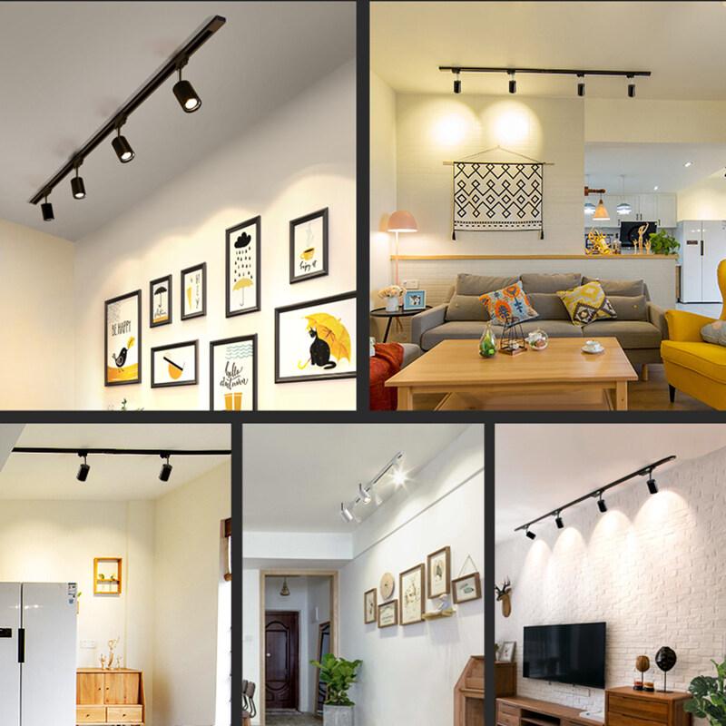 (4шт лампы+рейка 2м) Весь набор светодиодный трековый светильник COB Трековые светильники Алюминиевые рельсы Трековый светильник для одежды