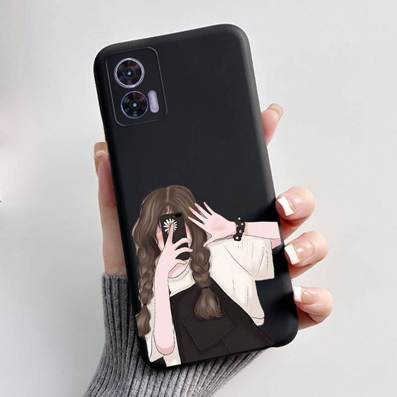 Чехол для Motorola Edge 30 Neo Милый Кролик с Сердечками Тонкий Мягкий Черный TPU Чехол для Moto Edge 30 Lite Fundas Edge30 Fusion Ultra Бампер