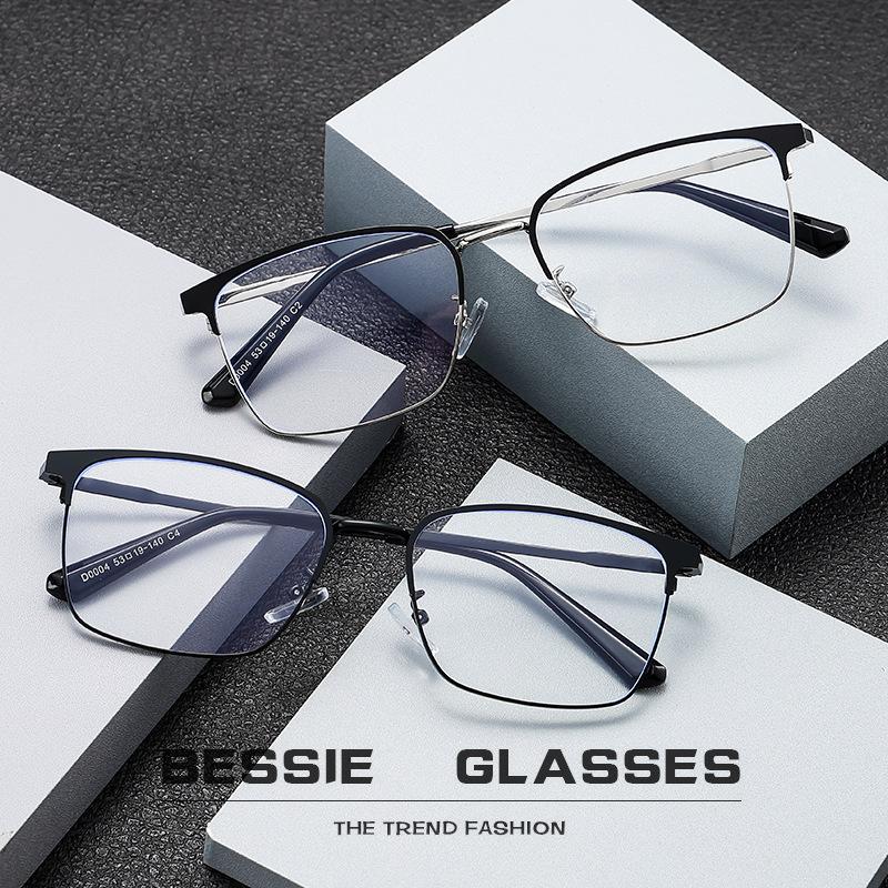 New flat glasses fashionable retro half-frame anti-blue glasses personalized eyebrows myopia glasses frame