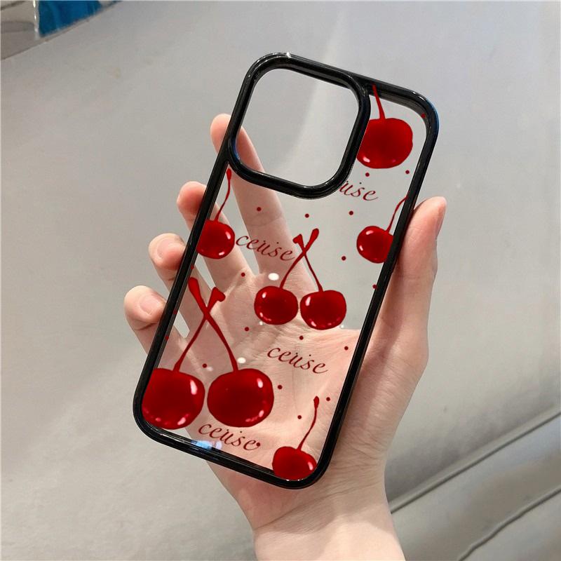 Чехол Красная Вишня Кролик для iPhone 16 Pro Чехлы iPhone 11 12 13 14 15 Pro Max 7 8 Plus X XR XS SE Прозрачная Силиконовая Накладка