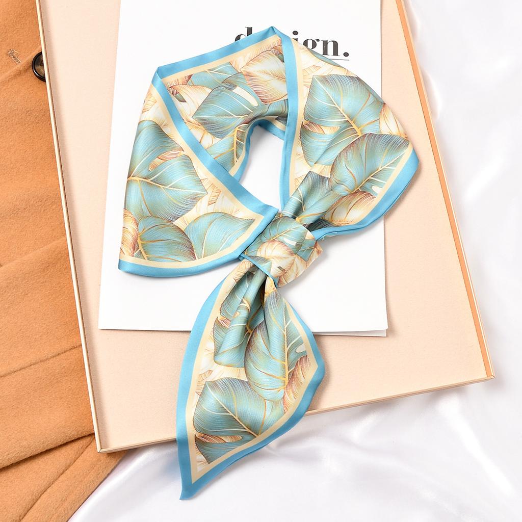 Floral Print Neckerchief Hair Bands Scarf for Women Fashion Headbands Small Neck Scarves 15x75cm EMA
