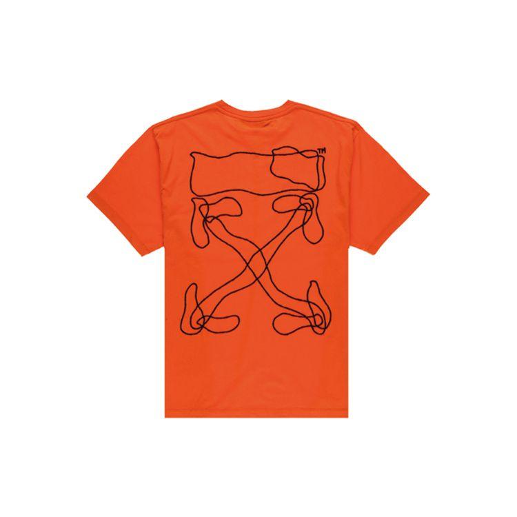 Off-White Abstract Arrows Short Sleeve Over Tee Orange Men Tops OMAA038F191850111910