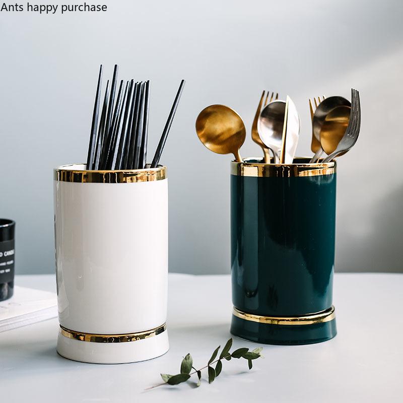 Phnom Penh Ceramic Chopstick Holder Chopsticks Draining Rack Kitchen Supplies Cutlery Cage Chopstick Bucket Tableware Organizer