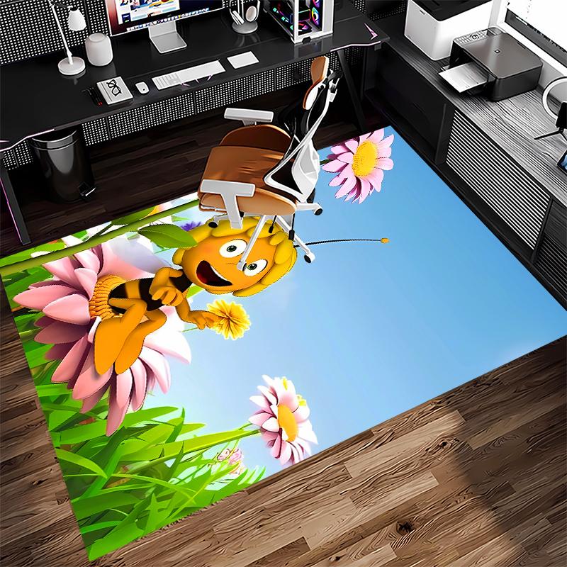 1pc Maya the bee Print Area Rug - Soft,Washable Non-Slip Indoor Mat for Office Chairs,Living Room,Home Office Decorative Rug