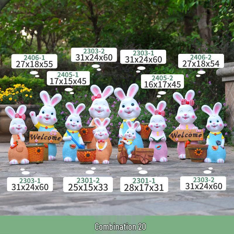 Садовая декорация 'Мультяшный кролик' для улицы - Скульптура животного в цветочном горшке для детских садов и дворов