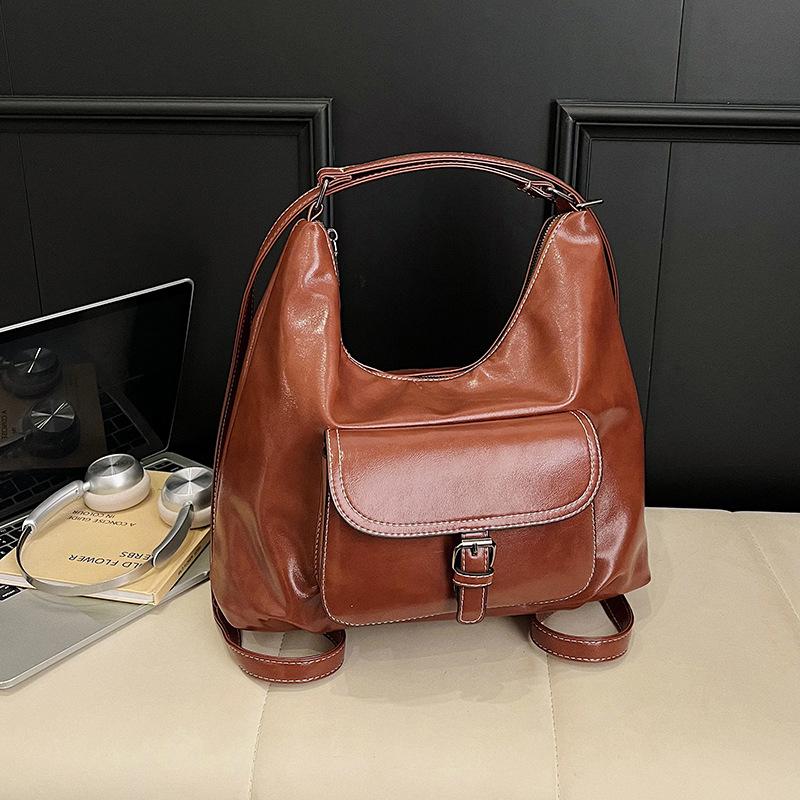Retro versatile messenger bag simple large capacity popular shoulder underarm bag multi-functional casual backpack women
