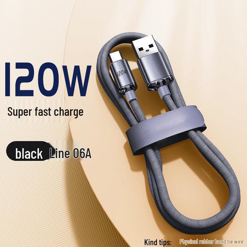 Jingyao 6A 120W Сверхбыстрая зарядка Тканевый кабель Type-C для Huawei
