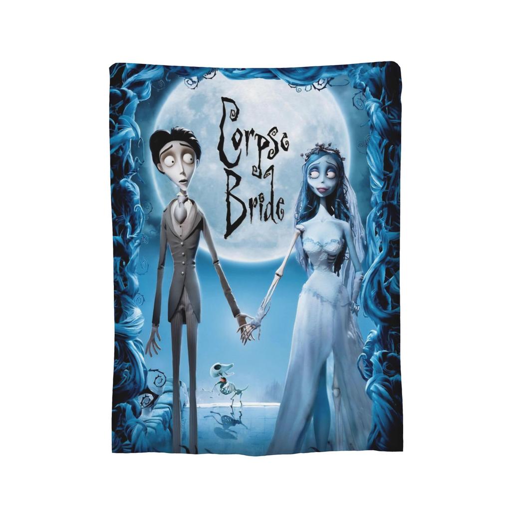 Corpse Bride Emily And Victor Blanket Flannel Print Portable Soft Throw Blankets for Sofa Bedroom Bedspread