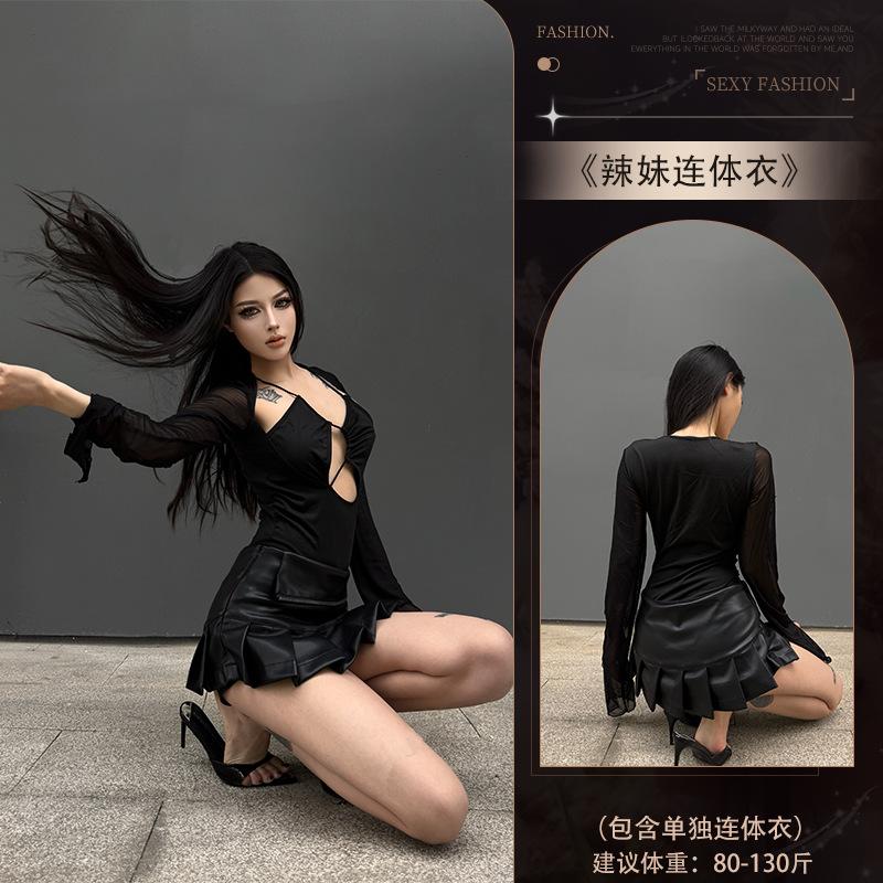 Sexy Lingerie Sexy Office Flirting Open File Free Hot Tights Women's Pure Black Swimsuit Pure