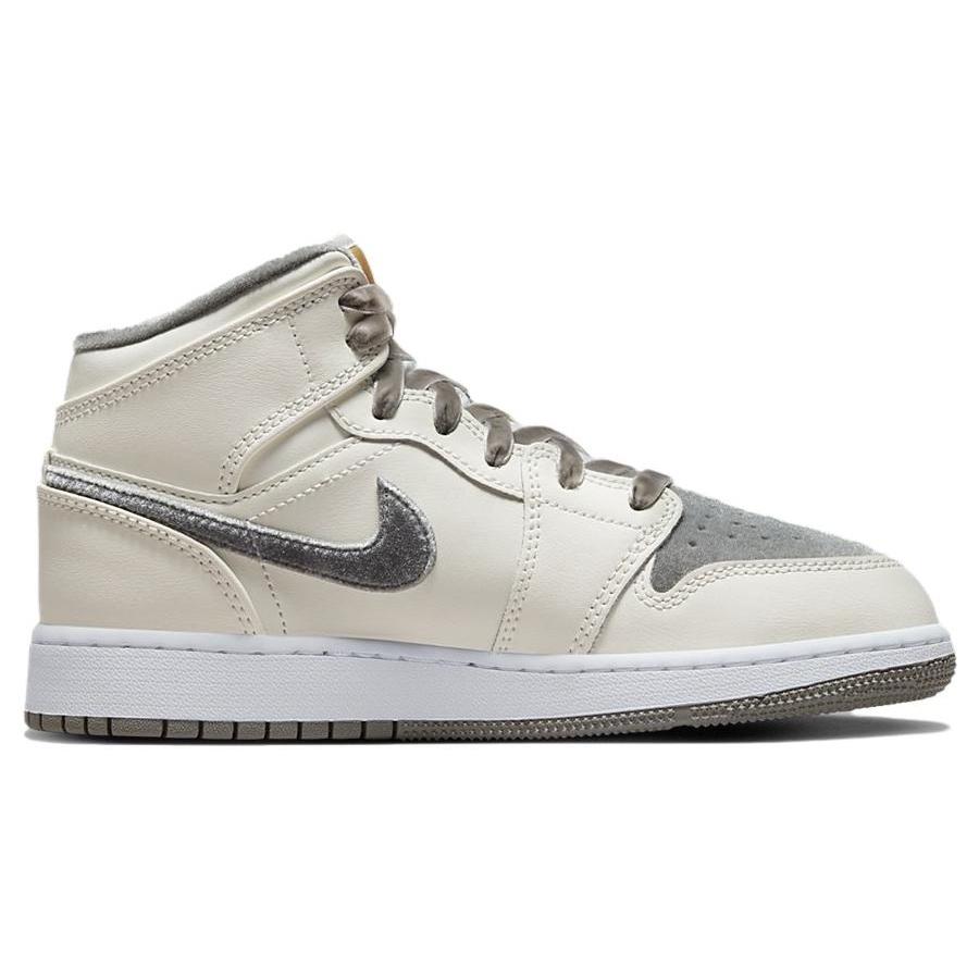 (GS) Air Jordan 1 Mid 'Grey Velvet Toe' Kids' FB9899-100