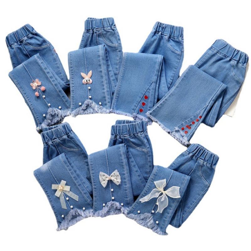 Children's Denim Pants Spring and Autumn Girls Flared Casual Long Pants