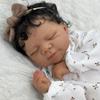 BZDOLL 45см 17,72дюйма Мягкий винил Кукла-реборн для младенца с черной кожей, Тканевое тело Спящая девочка Новорожденный ребенок Художественная игрушка для детей 3+ Рождественский подарок на день рождения