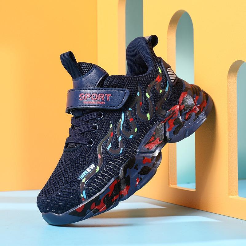 Детская спортивная обувь на все времена года, модные кроссовки для мальчиков, дышащие, среднего и большого размера для детей и девочек, для бега на открытом воздухе
