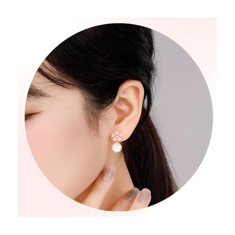 Серьги женские Популярность вишневый цвет серебро 925 Изготовлены из чистого серебра Совместимы с металлической аллергией качающиеся жемчуг популярные серьги жемчуг день рождения