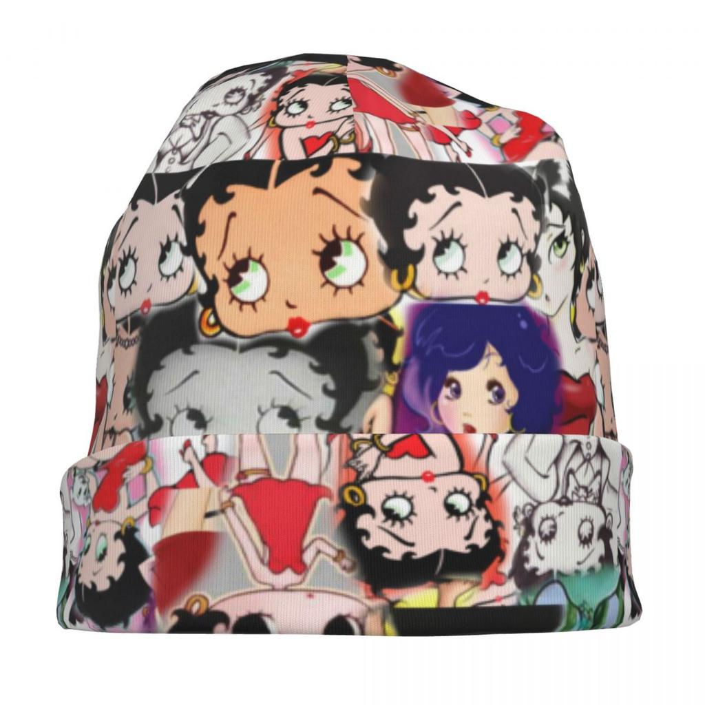 Шапка-бини с коллажем Mrs Boop, зимняя теплая женская классическая шапка-бини Betty с героями мультфильмов, кепка