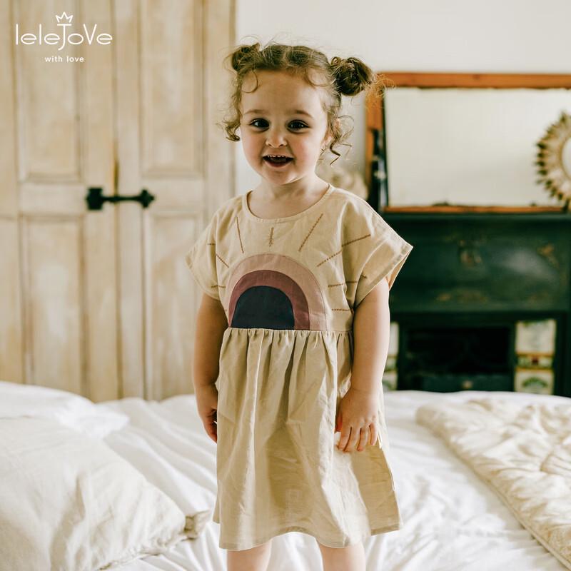 LELE JOVE Nordic Style Girls' Cotton Linen Summer Dress
