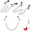 Erotic Nipple Clamps with Iron Chain and Leather Clips for Adult Pleasure