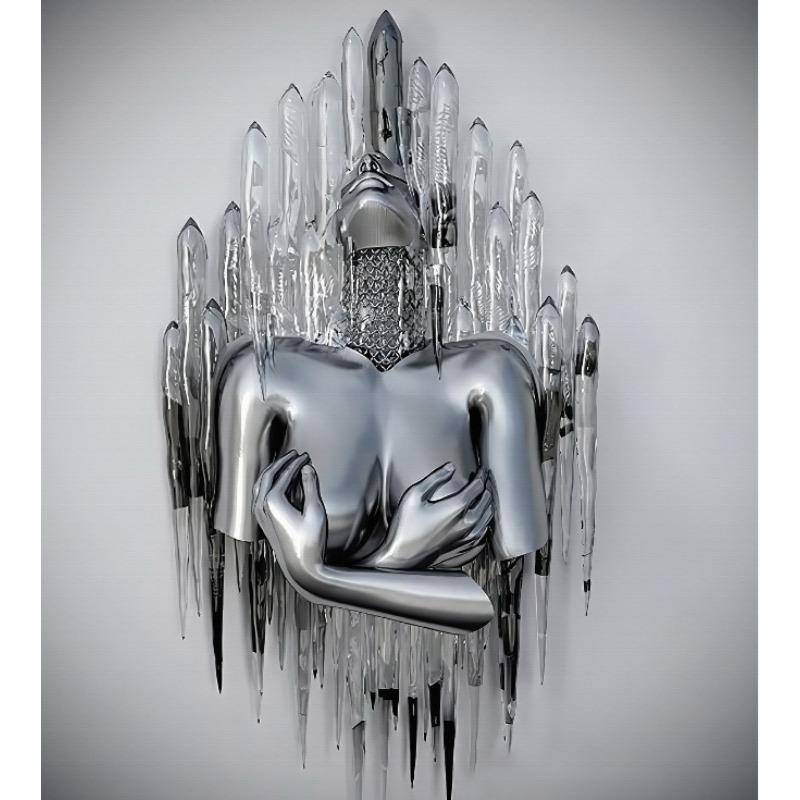 Золотая металлическая фигура статуя обнимает художественный постер, украшение дома, высокое разрешение, покраска распылением, безрамная основа для холста