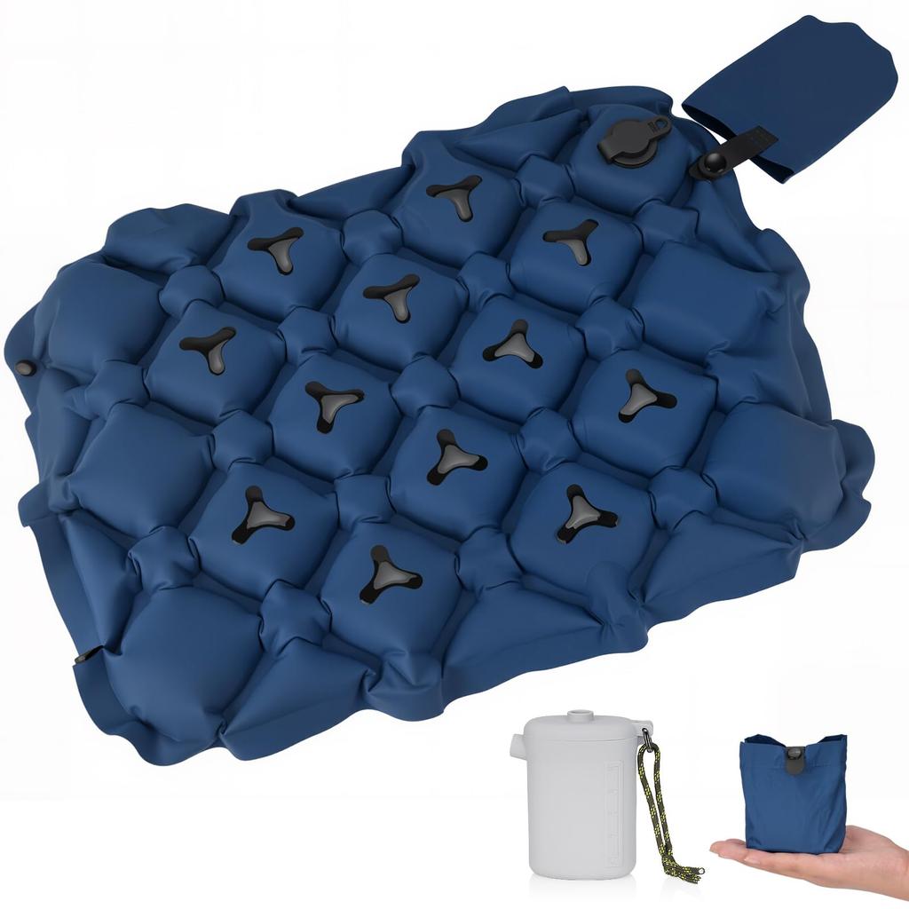 ANZOBEN Folding Air Cushion, Portable and Lightweight, Compact, with Storage Case and Pump, Perfect for Travel, Mountain Climbing, Fishing, Sports,