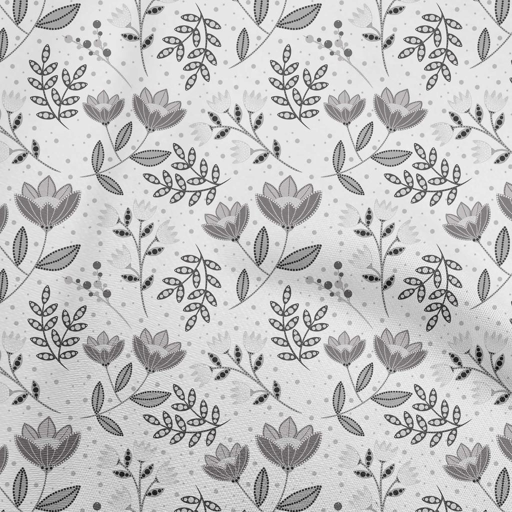 oneOone Cotton Poplin Brown Fabric Dotted Floral Sewing Material Print Fabric By The Yard 42 Inch