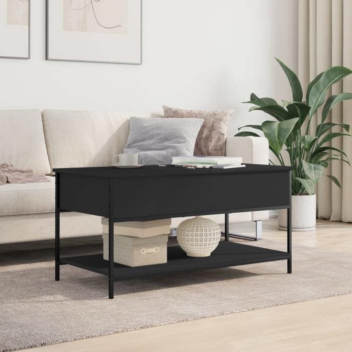 VidaXL Table Basse, Bout de Canapé avec Pieds Réglables, Table d'Appoint avec Rangement Salon Intérieur, Moderne, Noir Bois 845346