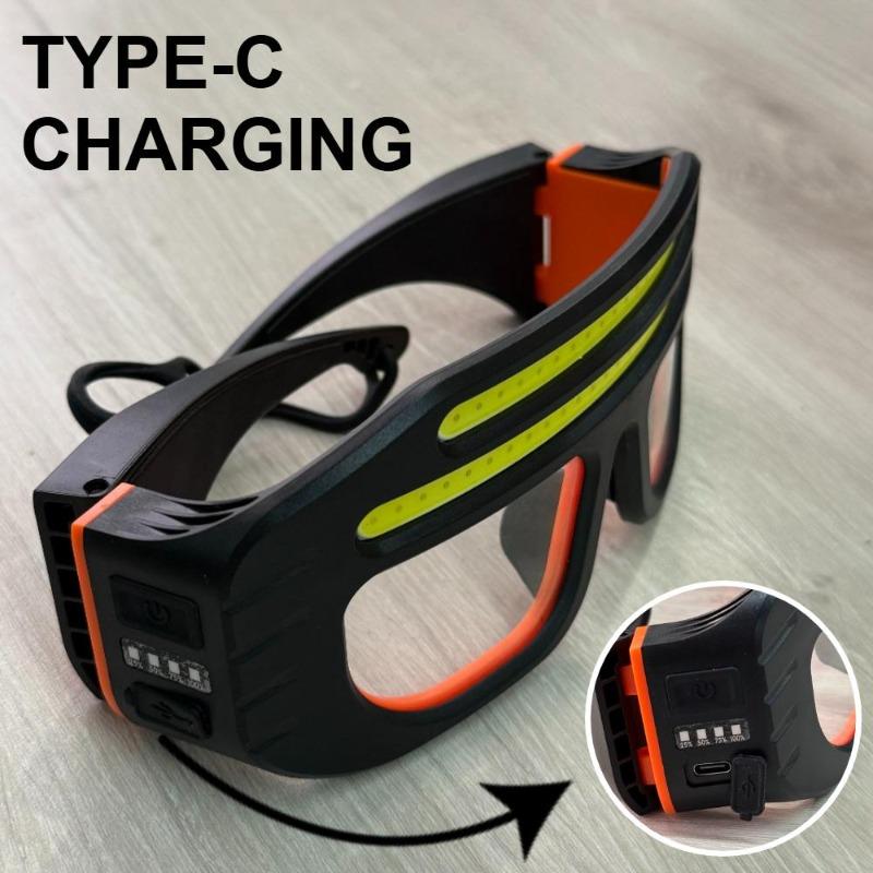 Многофункциональные очки-маска 2 в 1 с фонарем, перезаряжаемые через USB Type-C, сенсорное управление, компактные, для ремонтных работ, аварийные, для походов