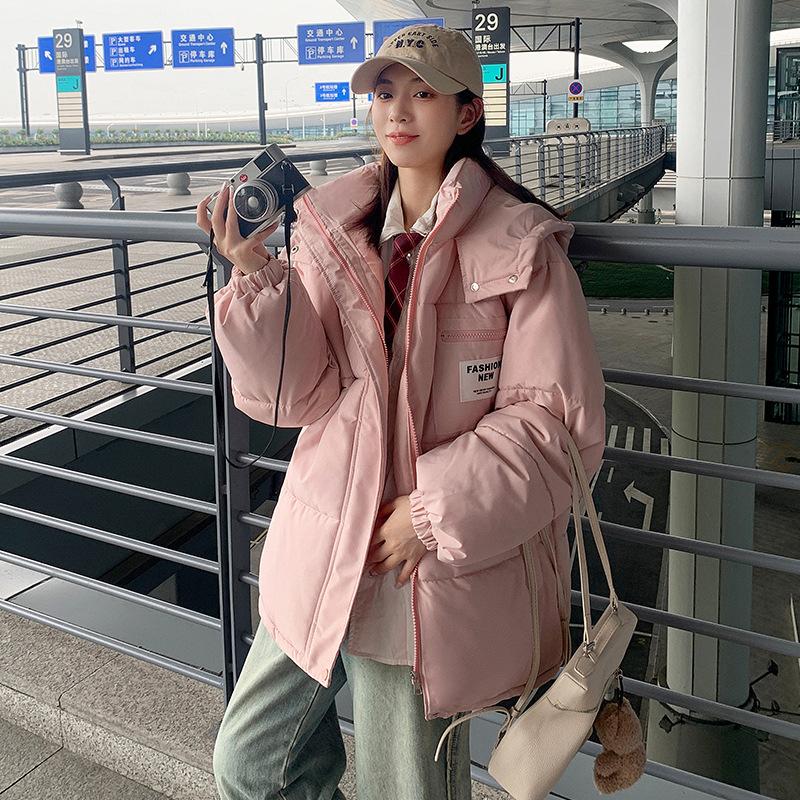 Новая пуховая хлопковая куртка для женщин, короткая, в корейском стиле, студенческая хлопковая куртка, свободная куртка-пуховик, утолщенная зимняя хлопковая куртка