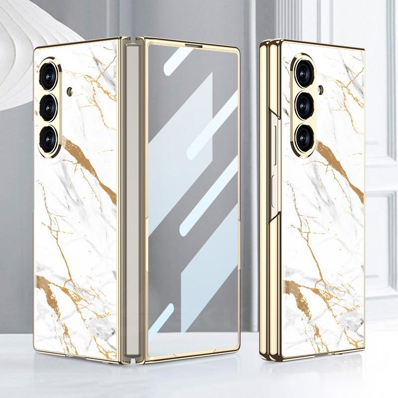 Роскошный гальванизированный чехол из окрашенного стекла для Samsung Galaxy Z Fold 7 6, защитная крышка из стекла для заднего экрана для Galaxy Z Fold7