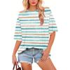 Women's Fashion Casual Gradient Color Loose Round Neck Short Sleeve Trendy Holiday T-shirt Top