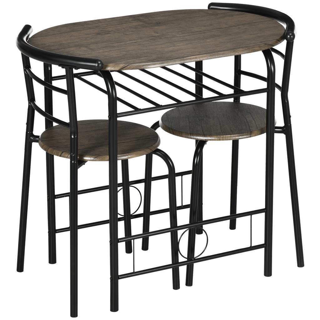 Bistro Set 3-Piece, 1 Table, 2 Chairs, 80 cm x 53 cm x 74.5 cm, Black