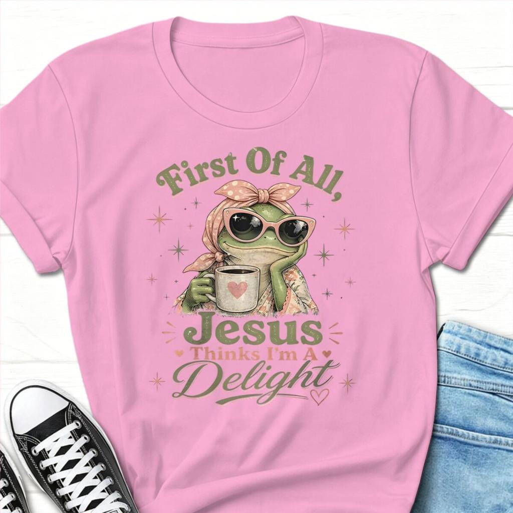 Frog Coffee Retro Tshirt Unisex Unisex First Of All Jesus Thinks Im A Delight Jesus Tshirts Funny Animal Christianity Tshirts