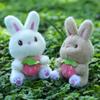 Plush Bunny Toy Keychain With Strawberry Design For Kids Gift And Bag Accessory
