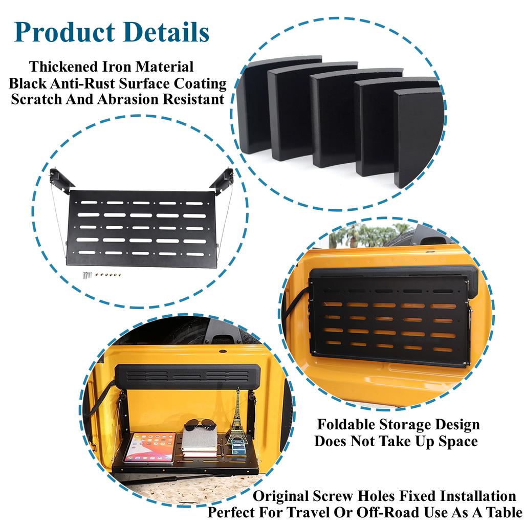 Автомобильный столик на задней двери, складная полка для задней двери, кронштейн для хранения, стойка для Ford Bronco 2022 2023, интерьер