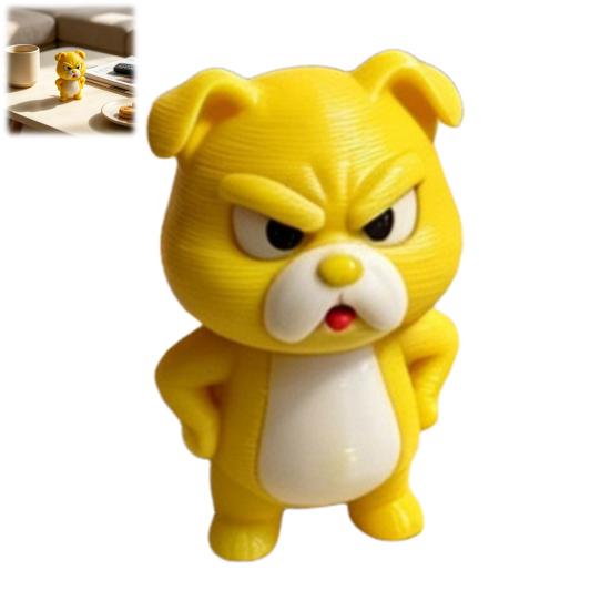 Desktop Decorative Ornament Little Yellow Dog Ornament, 3D Printed Durable PLA Cute Cartoon Home Study Shelf Decorations Figurine, Funny Arrogant
