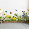 DIY Butterfly Daisy Flowers Grass Weed Wall Stickers Vinyl Mural Decals Home Decoration Removable Waistline Baseboard Stickers