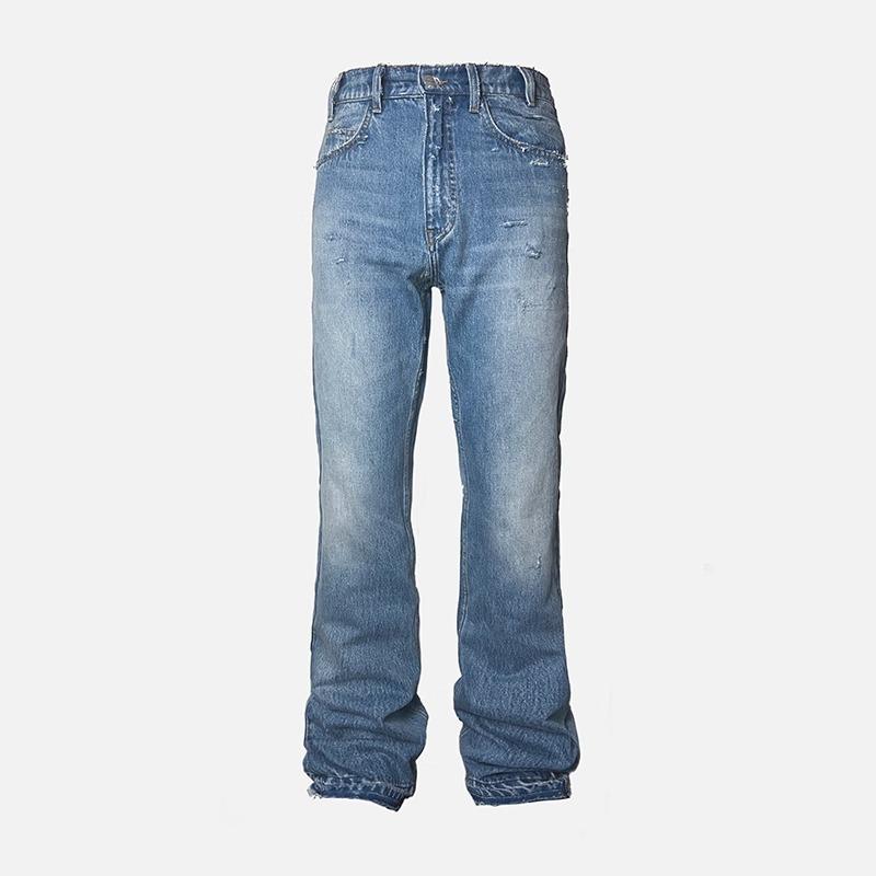 Men's Summer Washed Jeans: High Street Style, Loose, Straight, Casual with Distressed Details