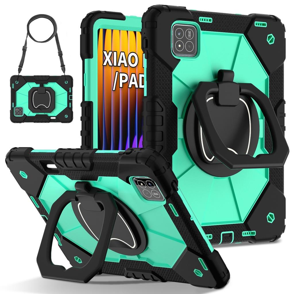 Для Xiaomi Pad 7 / Xiaomi Pad 7 Pro.360° вращающаяся рукоятка прочная защитная подставка TPU+PC 3в1 противоударный противоударный чехол для планшета и ПК