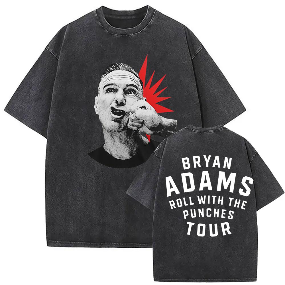 Bryan Adams Roll With The Punches Tour 2026 Vintage Washed T Shirts Unisexs Unisex Gothic Clothing Fashion Oversized Cotton Tshirt