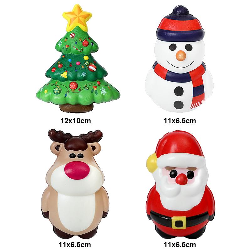 4pcs Christmas Anti-Stress Relief Toy Santa Claus Xmas Tree Squeeze Bounce Toy Kids New Year Gift Christmas Party Decor