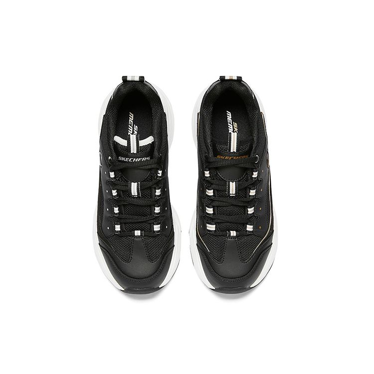 Skechers DLites На шнуровке Амортизирующие Прочные Дышащие Низкие Кроссовки для Бега Женские кроссовки Черный Золотой 8730056-BKGD