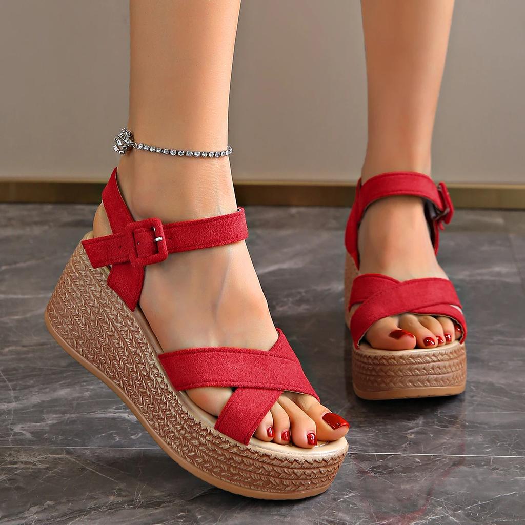 Модные женские туфли, черные босоножки на платформе с каблуком, женские бежевые туфли с пряжкой и ремешком, роскошные эспадрильи