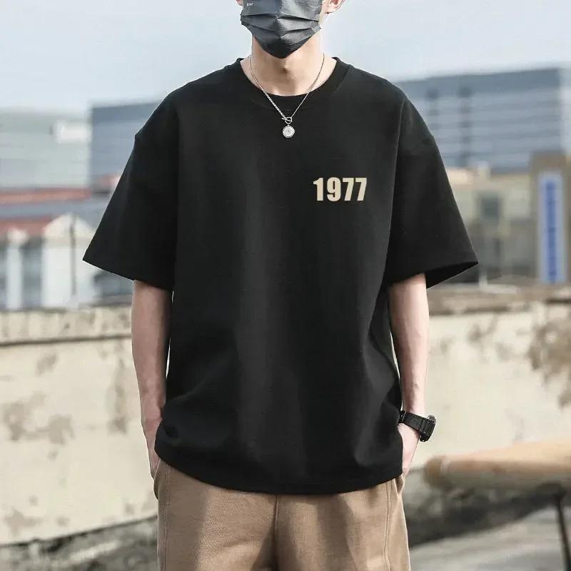 Модные свободные хлопковые футболки с короткими рукавами и надписью для мужчин и женщин 1977 года, рубашки harajuku