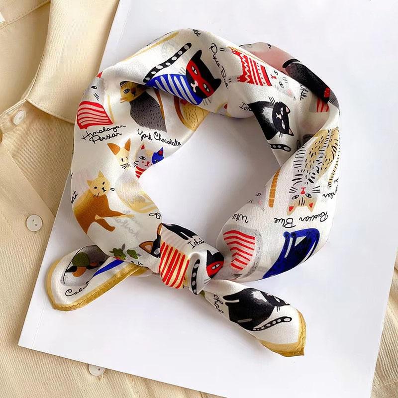 Scarf Silk Bandana Women Square Scarves Wrap Kerchief Spring Fashion Luxury High Quality Headband Hijab Shawls
