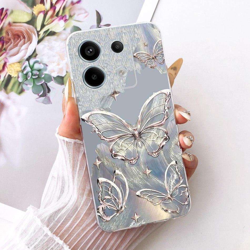 For Xiaomi Poco X6 Pro PocoX6 Cute Flower Butterfly Cat Painted Case For POCO X 6 X6Pro Soft Silicone TPU Phone Cases