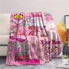 1PC Pink Panther Party Custom Name Patterned Flannel Blanket Suitable For All Seasons For Home Decor Warmth And Comfort Gifts Holiday Present