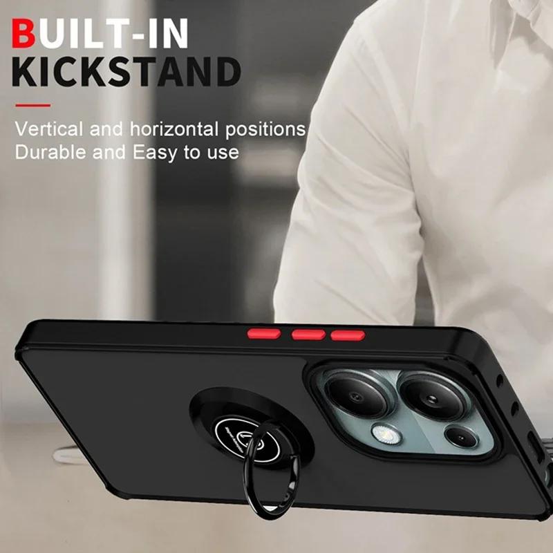 Магнитный матовый чехол-держатель для кольца для Redmi Xiaomi 14T 12T Note 12 13 Ultra Pro Plus 14 13C 14C X6 4 5G Deluxe противоударный чехол