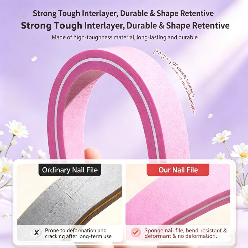 Nail Buffer Pink Easy-to-Hold Rectangular Fine Sand Buffing Block for Salon Grade Home Nail Polishing Care